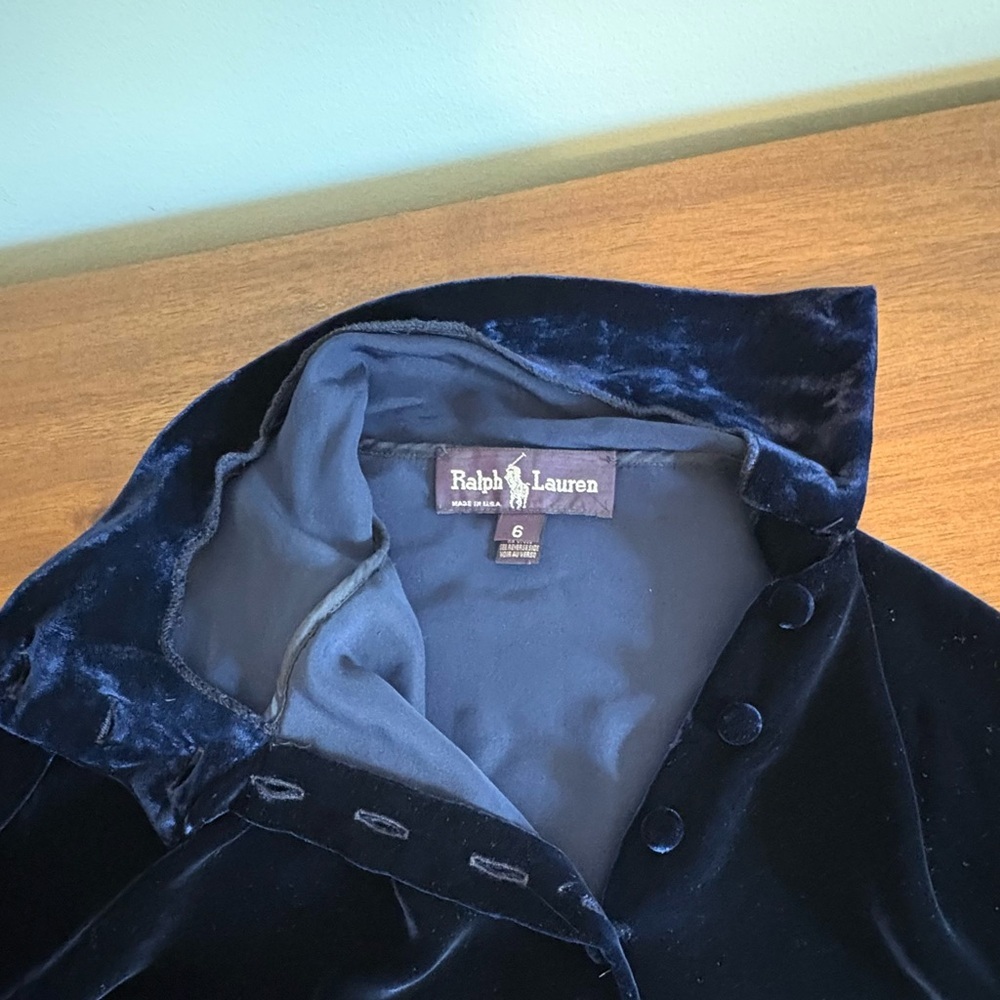 Vintage Ralph Lauren Silk Velvet Tunic Mini Dress Button Collar Turtleneck 90s 6 - Picture 12 of 14